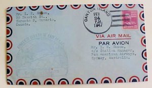 US  CANTON ISLAND  1947 FEB 24 TO AUSTRALIA CACHET FROM CANADA