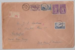 1936 France Registered Oversize Cover to USA # C9 C7 pair B45