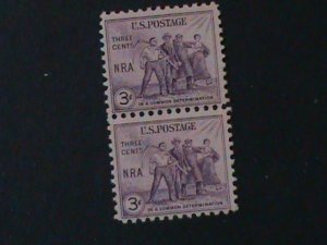 ​UNITED STATES-1933 SC# 732  SUPPORT OF NATIONAL ACT MNH PAIR VF-90 YEARS OLD