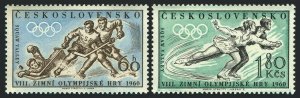 Czechoslovakia 965-966,MNH.Michel 1183-1184. Olympics Squaw Valley-1960.Hockey,