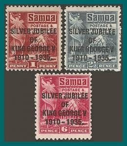 Samoa 1935 Silver Jubilee, mint 163-165,SG177-SG179