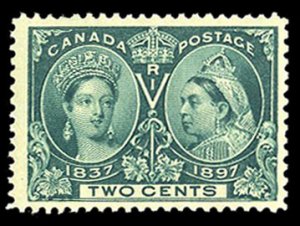 Canada #52 Cat$92.50, 1897 2c green, never hinged