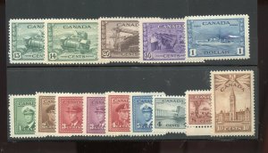 CANADA WAR PICTORIALS SCOTT #249-62 F/VF MINT NEVER HINGED