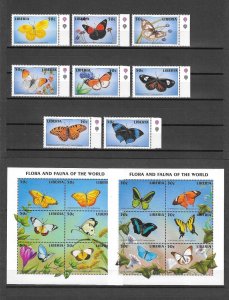 LIBERIA 1998 BUTTERFLY STAMPS SHEETLETS & MINISHEETS MNH Cat £30