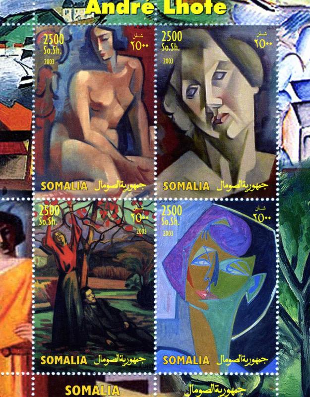 Somalia 2003 ANDRE LHOTE Nudes Paintings Sheet (4) Perforated Mint (NH)