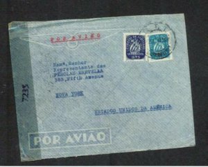 1941 Lisbon Portugal Censored Airmail cover to USA