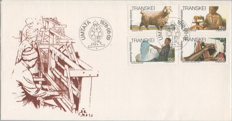 ZAYIX South Africa - Transkei 48-51 FDC Weaving Industry Sheep 080522SM37 