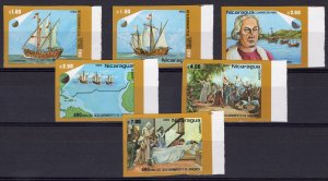 Nicaragua 1982 Mi#2321/2326 COLUMBUS DISCOVERY OF AMERICA  6 values IMPERFORATED