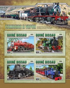 GUINE BISSAU 2016 SHEET STEAM TRAINS TRENES VAPOR COMBOIOS LOCOMOTIVES gb16508a