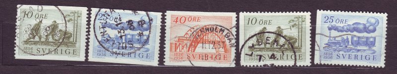 J22858 JLstamps 1956 sweden set used #494-8 railroad train