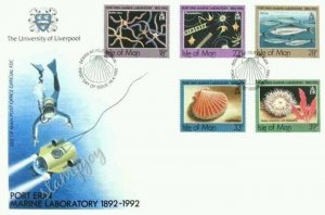 Isle Of Man Marine Laboratory 1992 Seashell Shell Coral Fish Ocean (stamp FDC)