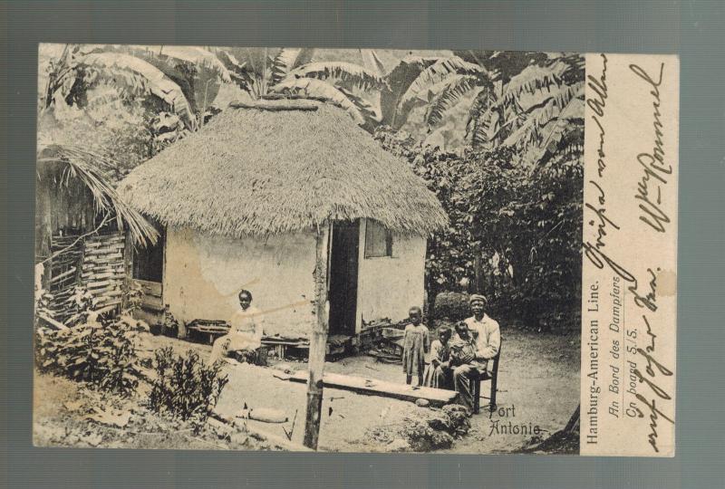 1909 San Juan Puerto Rico to Canton OH RPPC Postcard Cover Port Antonia scene