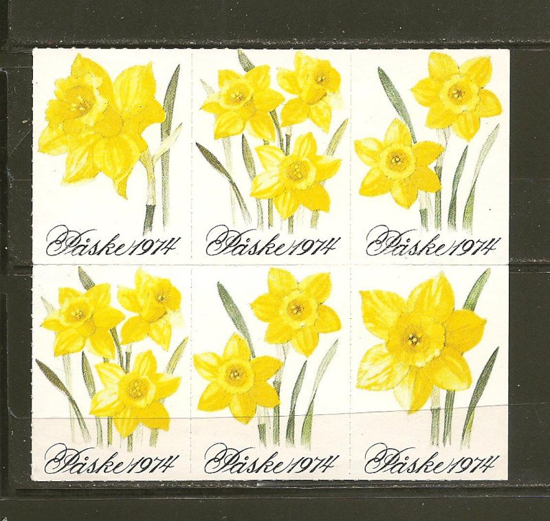 Paske 1974 Yellow Flower Block of 6 Mint Hinged