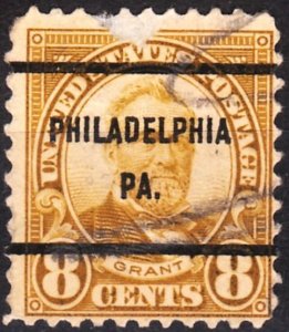 USA Precancels PA 1927 Sc640 8c Grant P.11x10½. PHILADELPHIA / PA.. Used