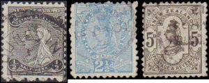 New Zealand #67A-69, Complete Set(3), 1891-1895, Used