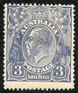 Australia SG90 3d Dull Ultranarine KGV Head wmk Mult Small Crown Perf 14 M/Mint