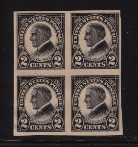 1923 HARDING 2c black imperf Sc 611 MLH original gum block of 4 (Q