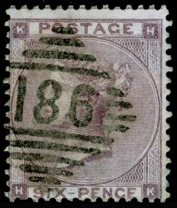 SG84, 6d lilac plate 3, FINE USED. Cat £140. IRELAND. HK