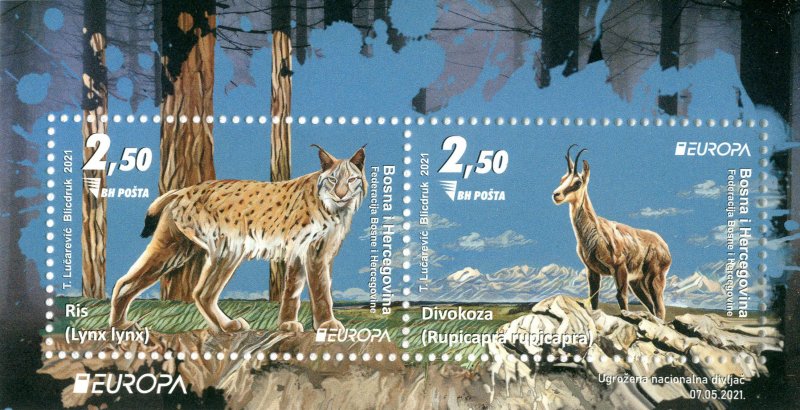 Stamps of Bosnia and Herzegovina 2021 - Europa 2021, block. Endangered national