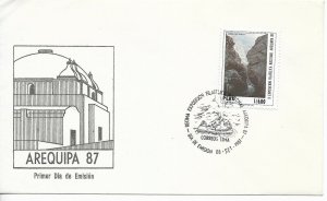 PERU 1987 NATURE WATERFALLS MOUNTAINS AREQUIPA 87 1 VALUE ON FIRST DAY COVER FDC