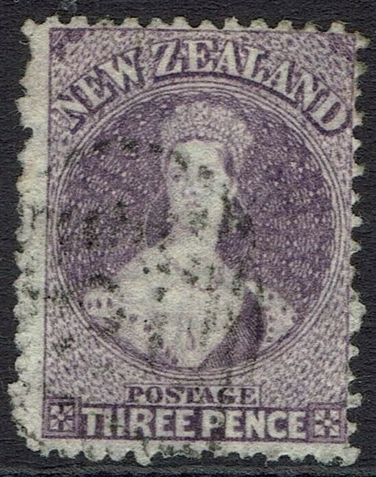 NEW ZEALAND 1864 QV CHALON 3D WMK STAR PERF 12.5 USED 