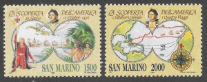 San Marino Scott 1249-50 MNHOG - 1992 500th of Disc of America - SCV $5.35