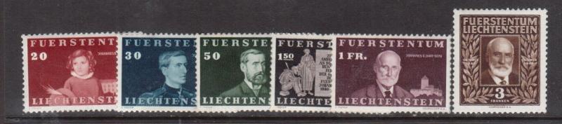 Liechtenstein #160 - #165 Very Fine Never Hinged