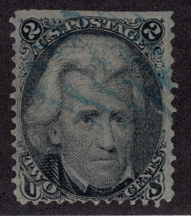 US #73    2 CENT JACKSON   BLUE CANCEL   MINOR FAULT   ~0118