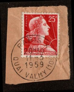 France  #756, Used, Postmark PARIS X, QUAI VALMY, 11-3-1959