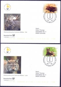 Germany 2012 Fauna Animals Lynx Elk Mi. 2913/4 2 FDC