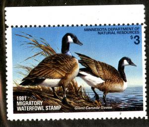 MINNESOTA STATE DUCK STAMP MN-5 MNH BIN $5.50