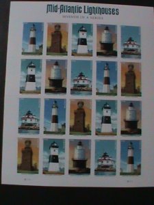 ​UNITED STATES-2020 MID-ATLANTIC LIGHTHOUSE 7TH SERIES- ISHEET OF 20 MNH-VF