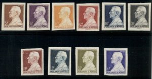 MONACO #222-7, 233-6, Two IMPERF sets, og, LH, VF