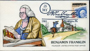 UNITED STATES 1986 AMERIPEX BENJAMIN FRANKLIN COLLINS FIRST DAY COVER