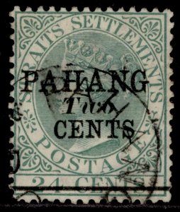 MALAYSIA - Pahang QV SG8, 2c on 24c green, USED CDS. Cat £1500. RPS CERT