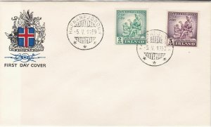 Iceland 1959 Hafnarfjordur Cancels FDC Jon Porkelsson Stamps Cover Ref 26511