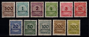 Germany 1923 Weimar Republic Definitives, Part Set (excl. 30M) [Mint]