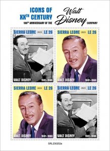 SIERRA LEONE - 2023 - Walt Disney Co. - Perf 4v Sheet - Mint Never Hinged