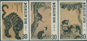 Korea South 1970 SG887-889 Paintings of the Yi Dynasty set Imperforate MNH