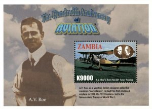 Zambia 2003 - 100th Anniversary of Aviation - Souvenir Sheet - Scott 1026 - MNH