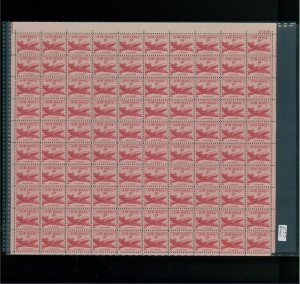 1947 United States Air Mail Postage Stamp #C33 Plate No 23581 UR Mint Full Sheet