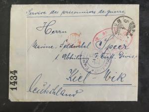 1916 Narashino Japan German POW Cover WW 1 prisoner of war to Kiel Germany