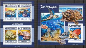 Mozambique 2015 Turtles (2) Sheet + S/S MNH