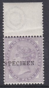 Sg170 1d Lilac 'Specimen' overprint die I(1) 14 dots Unmounted Mint