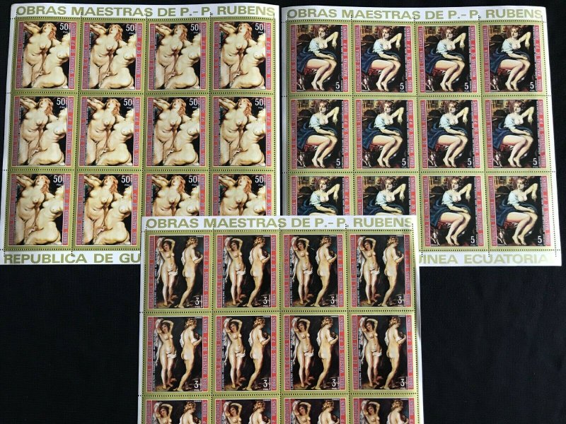 REPUBLICA DE GUINEA ECUATORIAL Art Rubens 12 stamps sheet x 7 (OLE02)