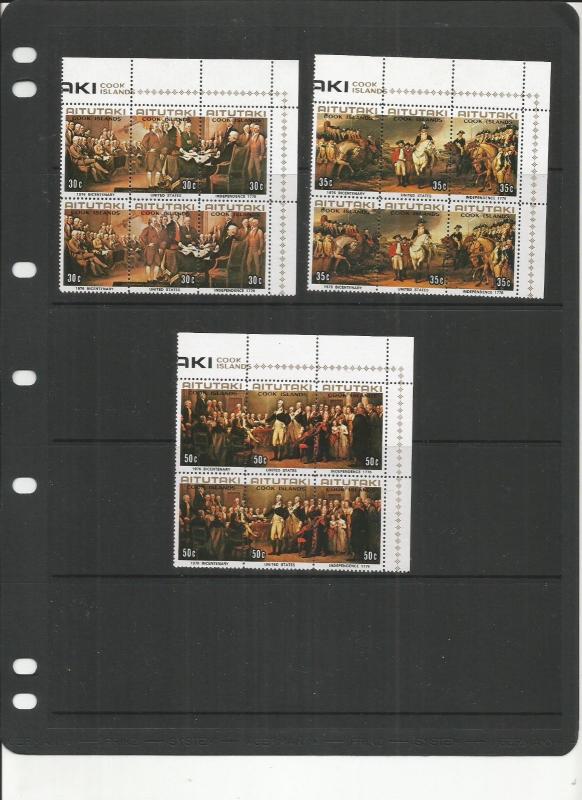 AITUTAKI SCOTT 124-6 MNH BLOCKS OF 2 PAIRS 