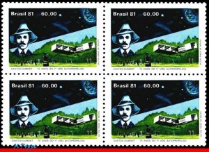 1767 BRAZIL 1981 SANTOS DUMONT, FIRST FLIGHT, PLANES AVIATION MI# 1853 BLOCK MNH