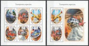 HM0809 2018 GUINEA-BISSAU SPECIAL TRANSPORT AVIATION CARS #10131-5+BL1744 MNH