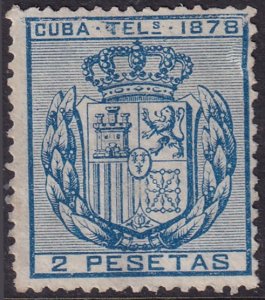 Cuba 1878 telégrafo Ed 44 telegraph MNG(*) damaged perfs at upper right