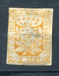 Colombia 1864 Sc 30 MH has thins c1664s